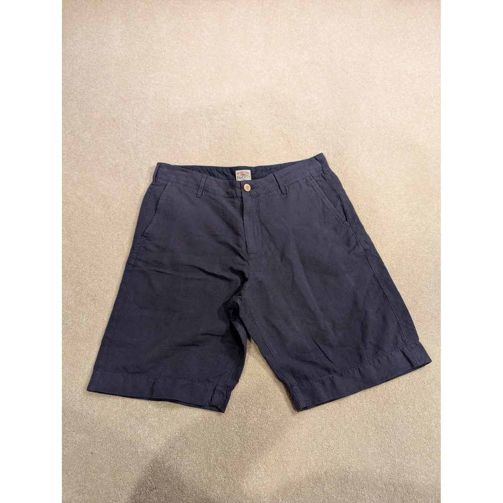 Faherty Brand Mens Navy Blue Linen Cotton Blend Shorts Size 30 Flat Front Chino - Picture 2 of 10